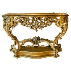 Important 19th Century French Mirror Console with Italian Marble