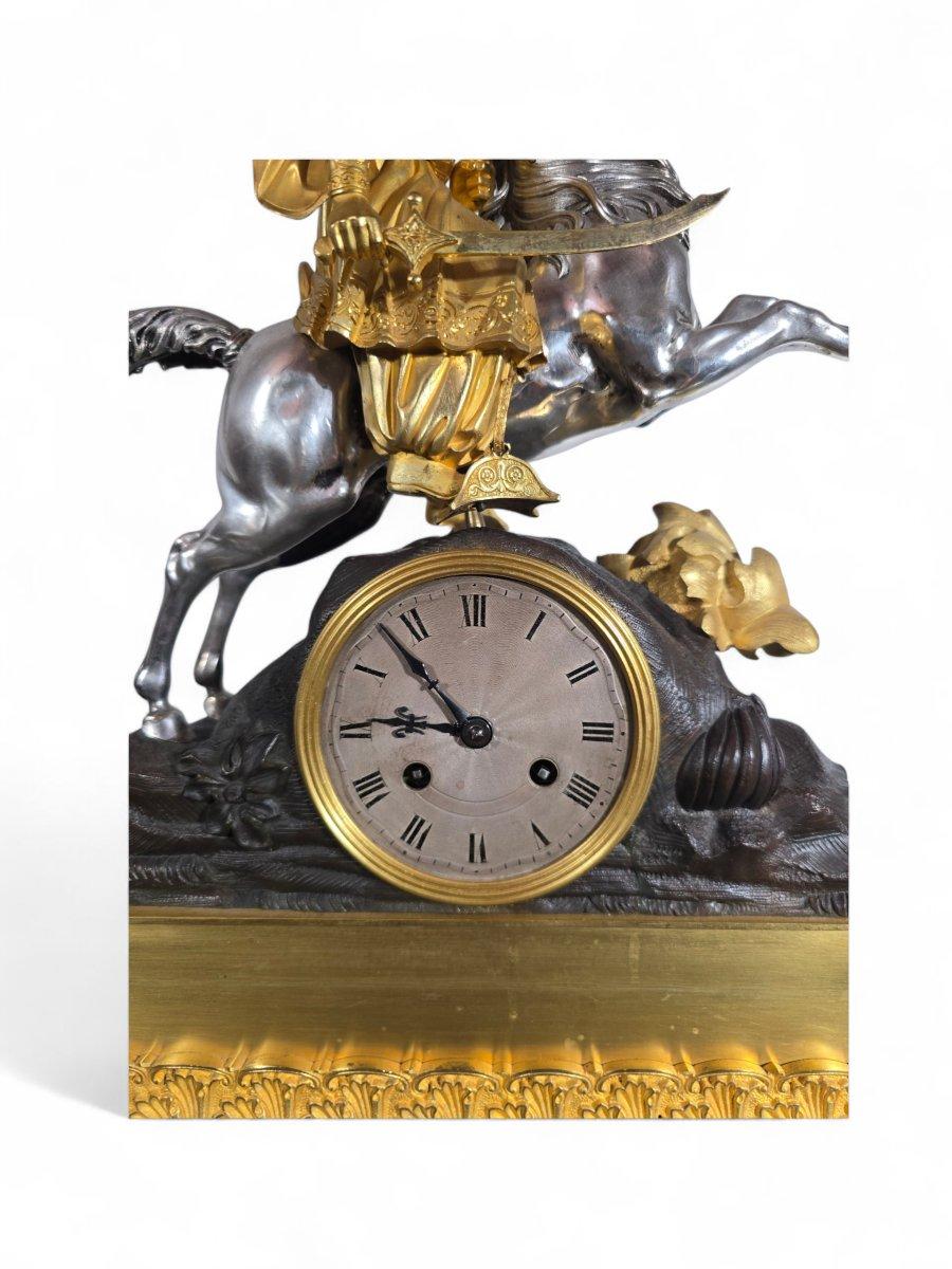 Empire Mantel Clock for the Ottoman Market – Gilt and Silvered Bronze For Sale