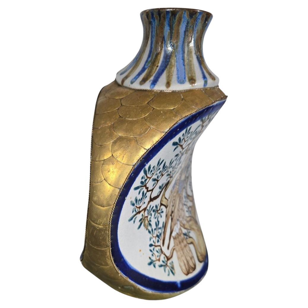 Elegante mexikanische bemalte Porzellanvase - Signiert - 20. Jahrhundert
