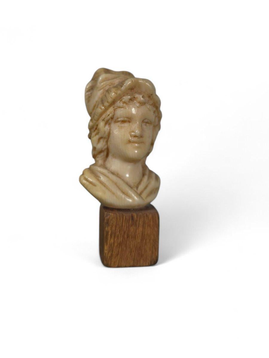 19th Century Small carved bone bust – 19th century For Sale