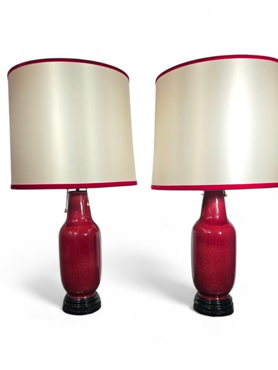 Pareja de Lámparas - Jarrones Chinos de Porcelana Oxblood - Principios del Siglo XX Otro en venta