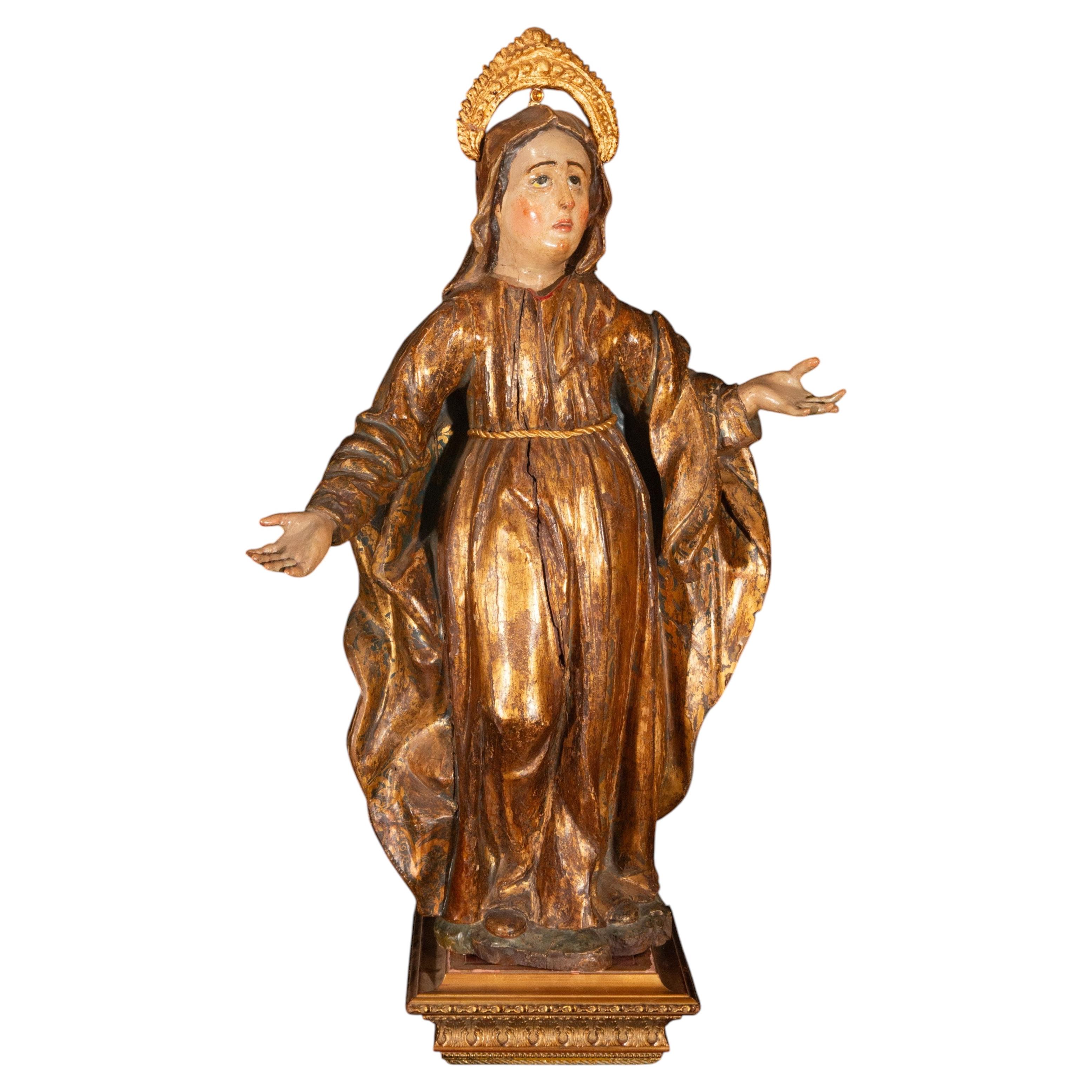 Renaissance polychrome and gilded wooden sculpture of Saint Anne, Spain, 16th ce