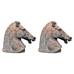 Pair of Roman Horse in Terracotta, 21th Century