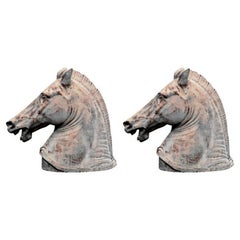 Pair of Roman Horse in Terracotta, 21th Century