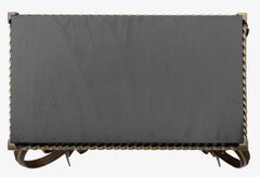 French 1970s Coffee Table in Belgian Black Marble, Gilt Bronze and Wrought Iron