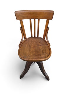 19th Century Oak Ship’s Swivel Chair with Adjustable Height