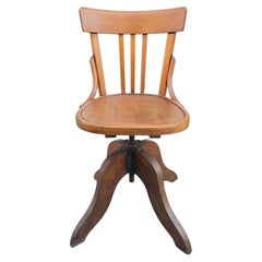 19th Century Oak Ship’s Swivel Chair with Adjustable Height