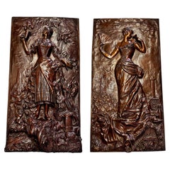Amazing "Female Allegories" Art Deco Bronze French School of the 1890s
