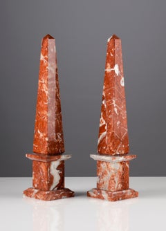 Amazing Pair of Decorative Italian Obelisks 20th Century H: 42 cm