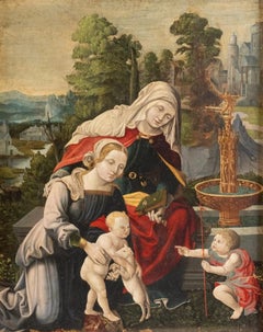 Important Flemish School Panel Painting, late 16th century, "Virgin and Child"