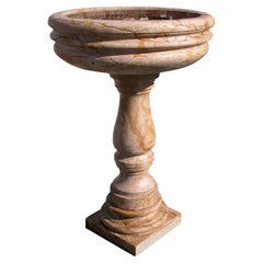 Freestanding Holy Water Font in Giallo Reale Marble – 21st Century