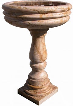 Freestanding Holy Water Font in Giallo Reale Marble – 21st Century