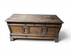 19th Century Catalan Marquetry Chest with Secret Drawers and Compartments