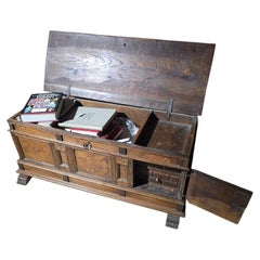 19th Century Catalan Marquetry Chest with Secret Drawers and Compartments