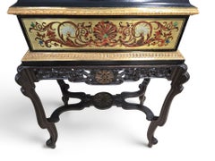 19th Century French Boulle Marquetry Jardinière with Gilt Brass, Silver and Colo