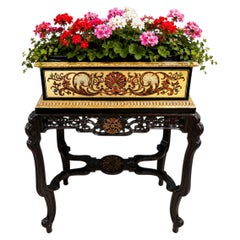 19th Century French Boulle Marquetry Jardinière with Gilt Brass, Silver and Colo