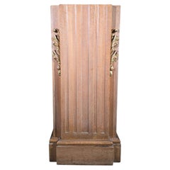 Oak Pedestal art deco with Gilt Relief Decoration, circa 1900