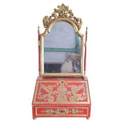 18th Century European Red Lacquer Dressing Table and Writing Desk with Mirror an