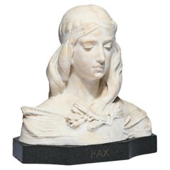 Scultura in marmo bianco "PAX", firmata da Remo Merlina, Italia, XIX secolo