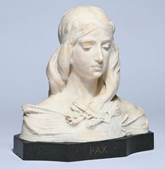 Scultura in marmo bianco "PAX", firmata da Remo Merlina, Italia, XIX secolo