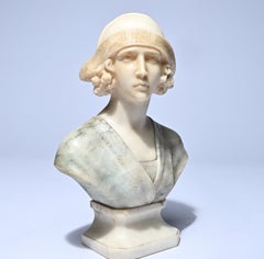 Italian Art Deco marble female bust, early 20th century signed by Michelotti