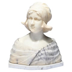 Gustave VAN VAERENBERGH (1873-1927), buste en marbre représentant une jeune fille, Art déco