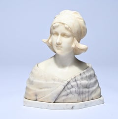 Gustave VAN VAERENBERGH (1873-1927), buste en marbre représentant une jeune fille, Art déco