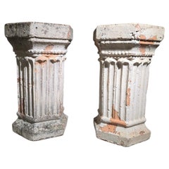 Pair of 19th Century Italian Hexagonal Terracotta Pedestals, Classical Sculpture
