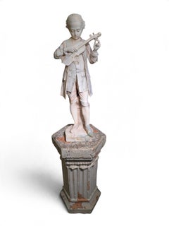 19th Century Italian Grand Tour Alabaster Sculpture of Young Mozart Playing the