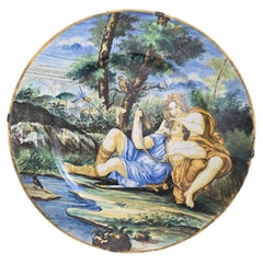 Monumental 19th Century Italian Istoriato Maiolica Charger Depicting Rinaldo and