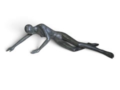 Patricia Peeters (Born 1964), Monumental Reclining Female Nude in Green Patinate