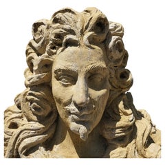 BUST OF LOUIS XIV OF FRANCE, SUN KING (LE ROI SOLEIL) - TERRACOTTA BUST 21th Cen
