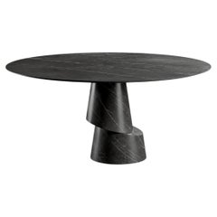 Dining Table in Nero Marquina marble, SLICE by ETAMORPH