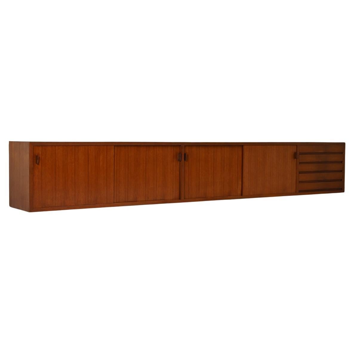 Large mid-century teak floating sideboard, 1960s Germany. For Sale