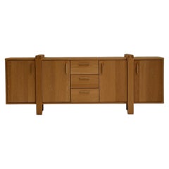 Grand buffet vintage de style brutaliste en chêne, fabriqué en Belgique