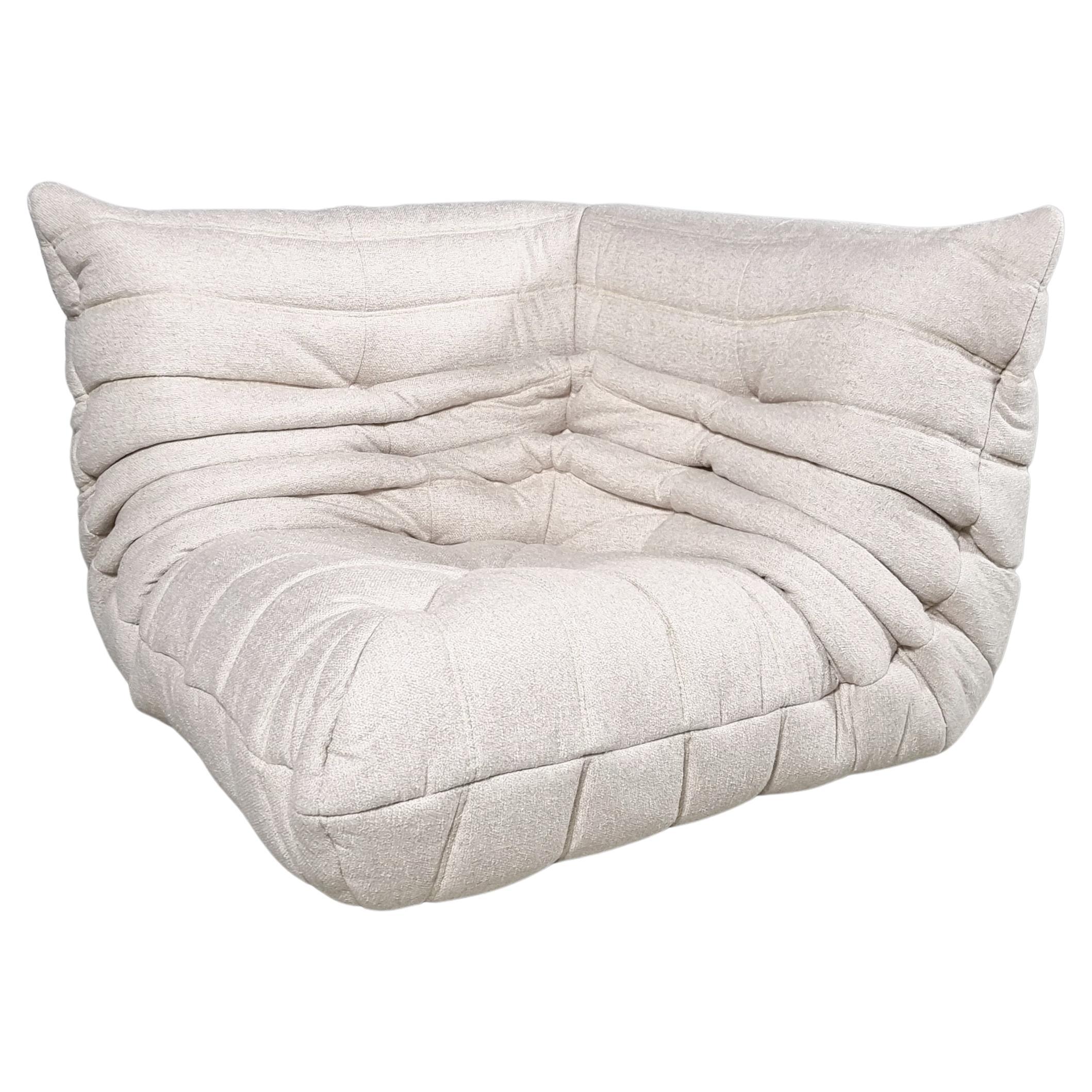 Togo Lounge Chairin cream fabric by Michel Ducaroy for Ligne Roset, circa 1970s For Sale
