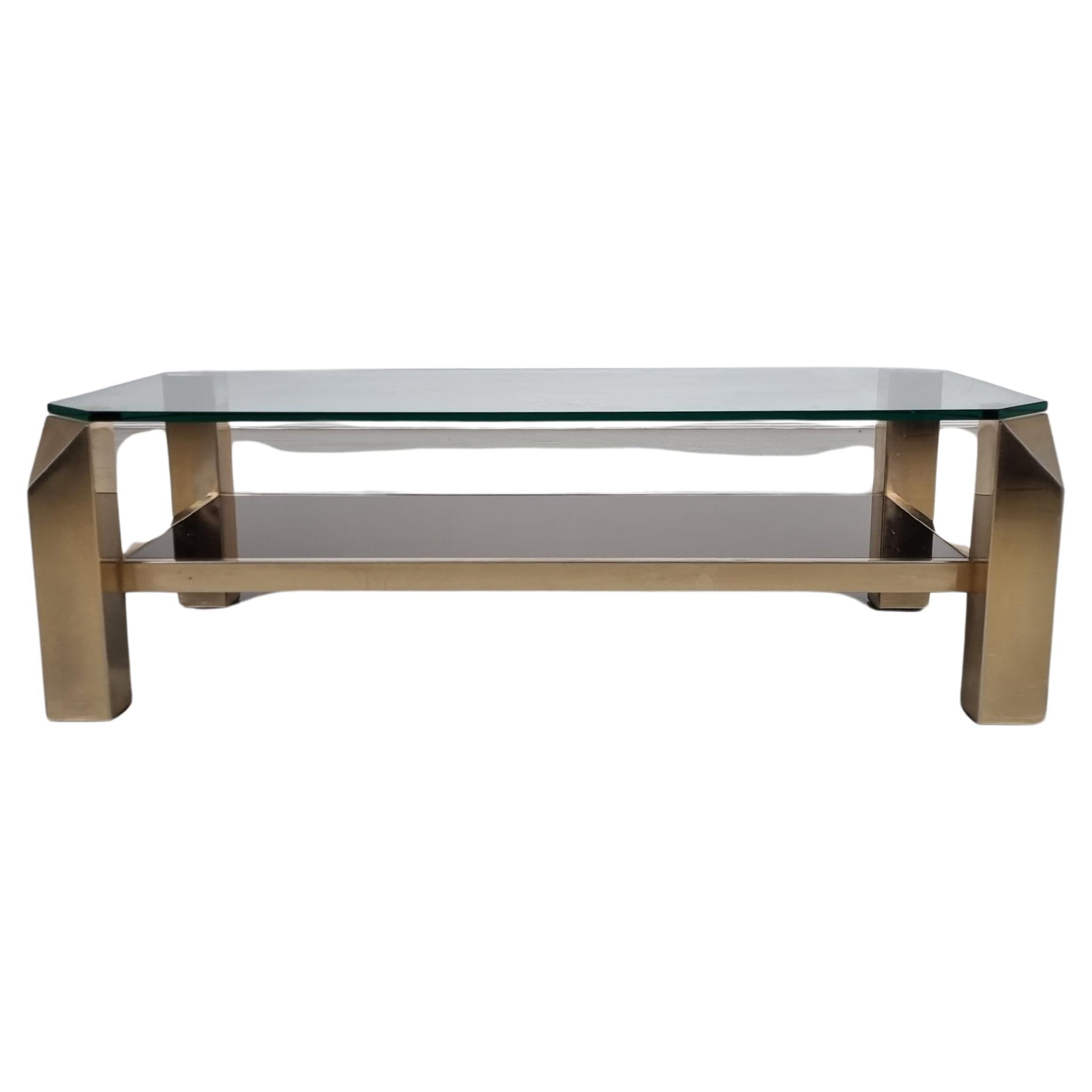 Belgo Chrom Coffee Table 23 Karat Gold Plated, 1970s For Sale