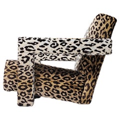 Utrecht “637” lounge chair in leopard velvet by Gerrit Rietveld for Cassina