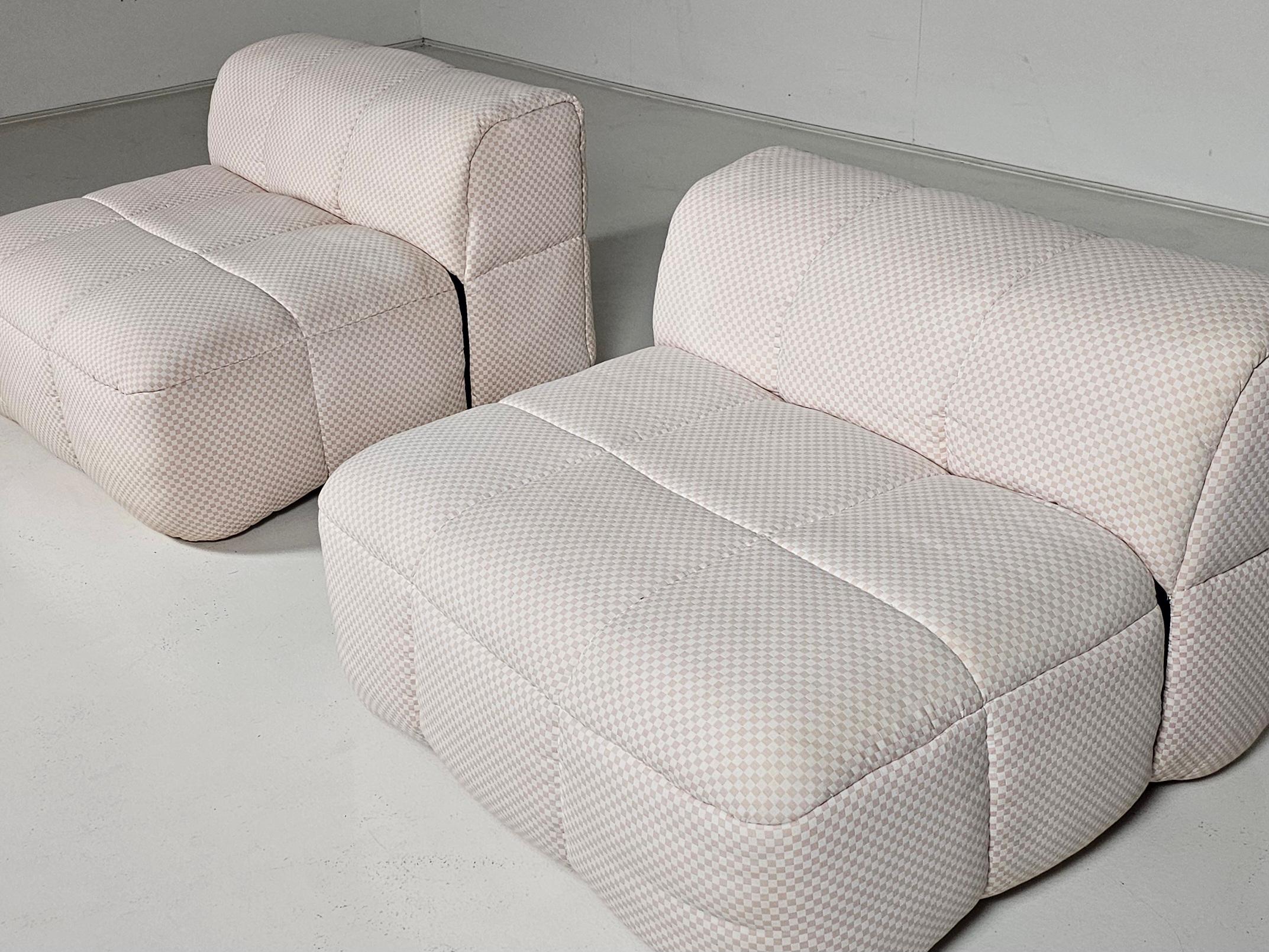 Leistenstühle mit original rosa kariertem Stoff von Cini Boeri für Arflex, 1970er Jahre (Moderne der Mitte des Jahrhunderts) im Angebot