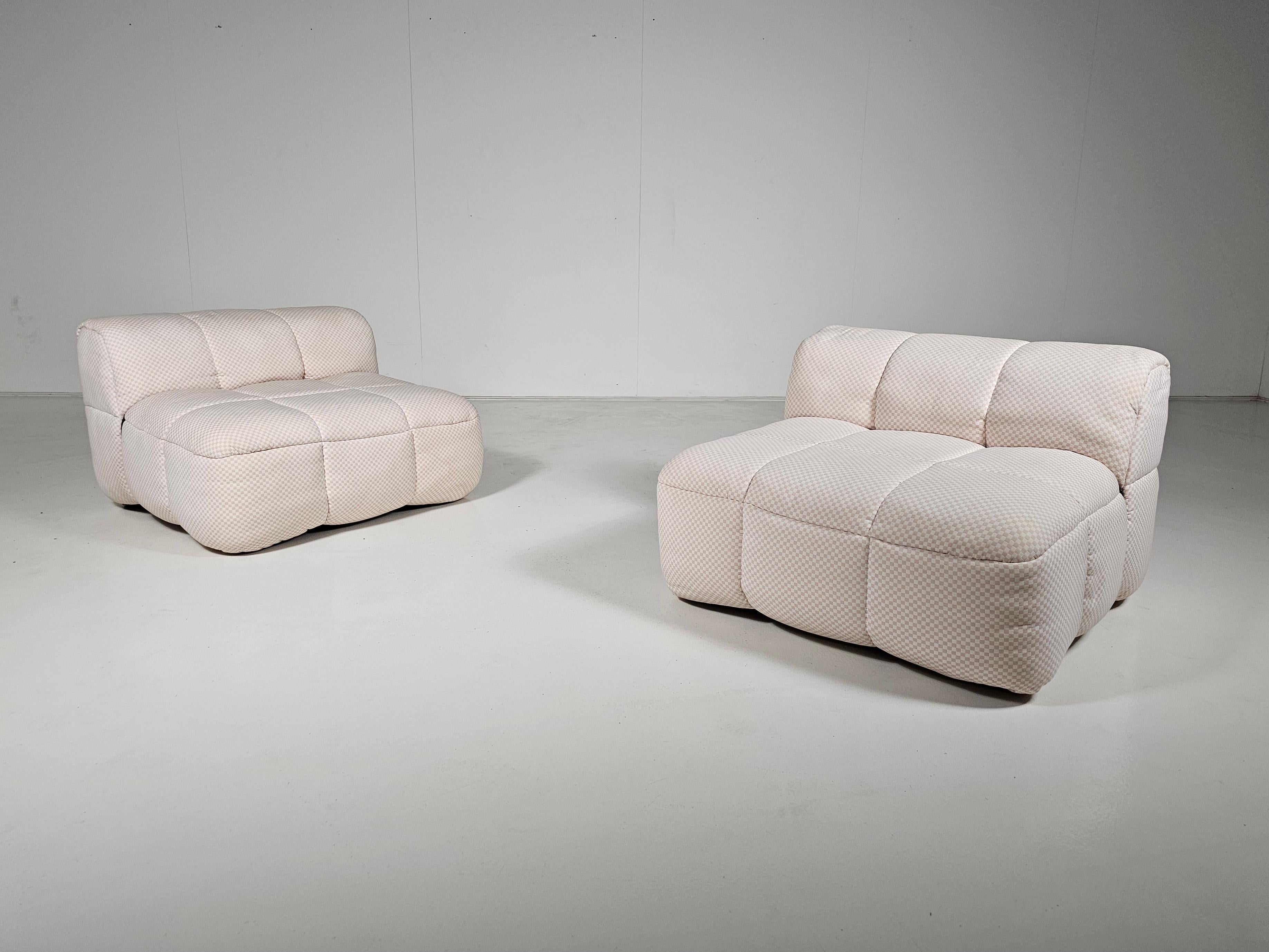 Leistenstühle mit original rosa kariertem Stoff von Cini Boeri für Arflex, 1970er Jahre (Europäisch) im Angebot