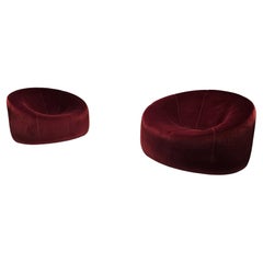Sedie lounge Pumpkin in velluto rosso di Pierre Paulin per Ligne Roset, Francia