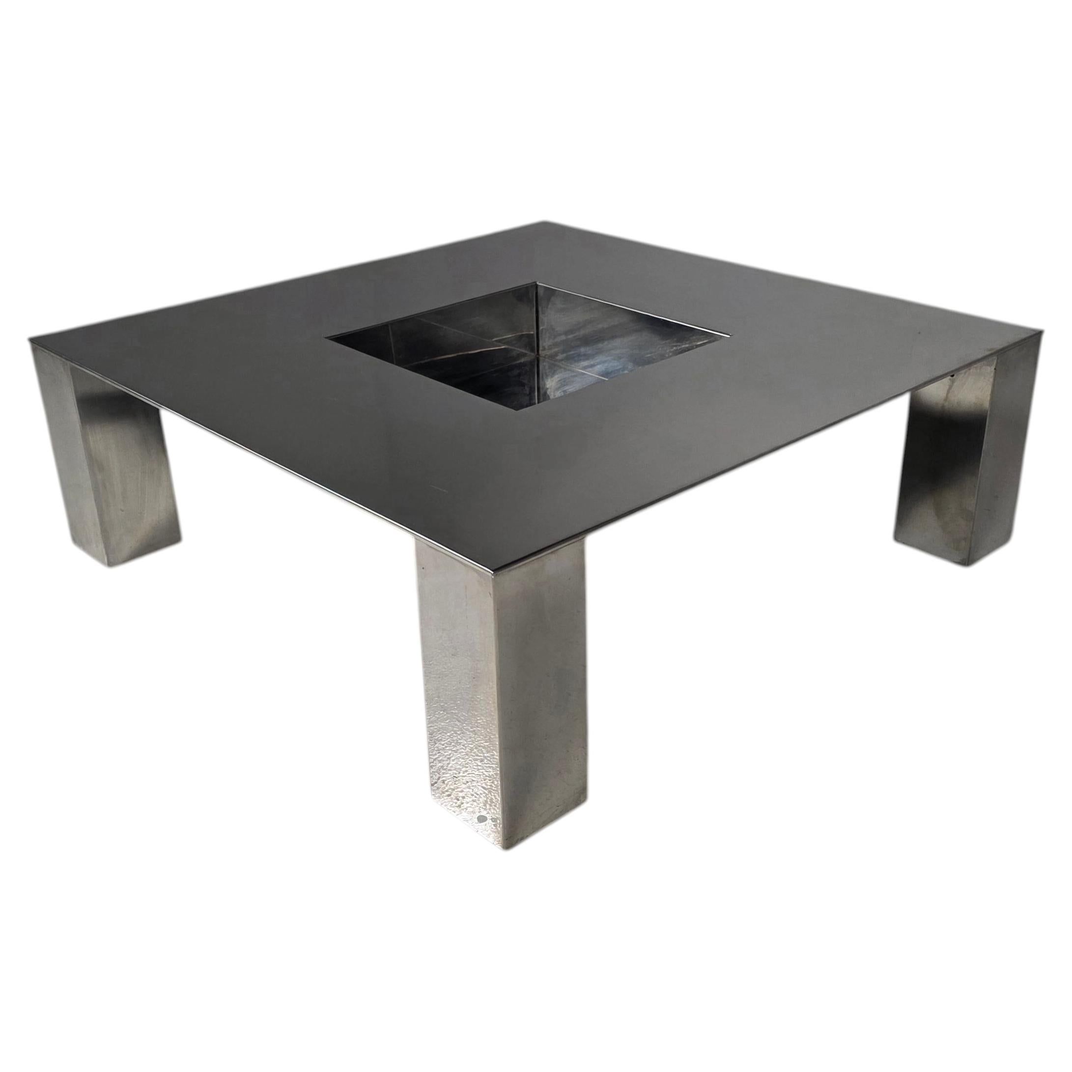 Mesa baja Tebe de acero de Giovanni Offredi para Saporiti Italia, Italia, 1970s
