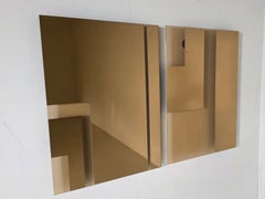 Ein Paar bernsteinfarbene Spiegel „Andromeda“ von Nanda Vigo für Glas Italia