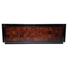 Credenza in noce con grandi nodi e laccatura nera, Mario Sabot, Italia, anni '70