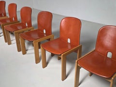 ‘121’ Dining Chairs in Russian Red Leather, Cassina, Afra & Tobia Scarpa, 1960s