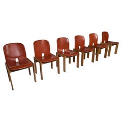 ‘121’ Dining Chairs in Russian Red Leather, Cassina, Afra & Tobia Scarpa, 1960s