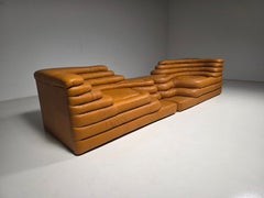 Ds-1025 Cognac Leather Terrazza Sofa's by Ubald Klug for De Sede, 1980s