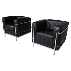 Pair of 1980s LC2 “Grand Confort, Petit Modèle” Armchairs by Le Corbusier, 1980s