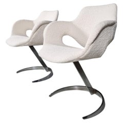 Boris Tabacoff Scimitar Chairs in bouclé, Mobilier Modulaire Moderne 'MMM'