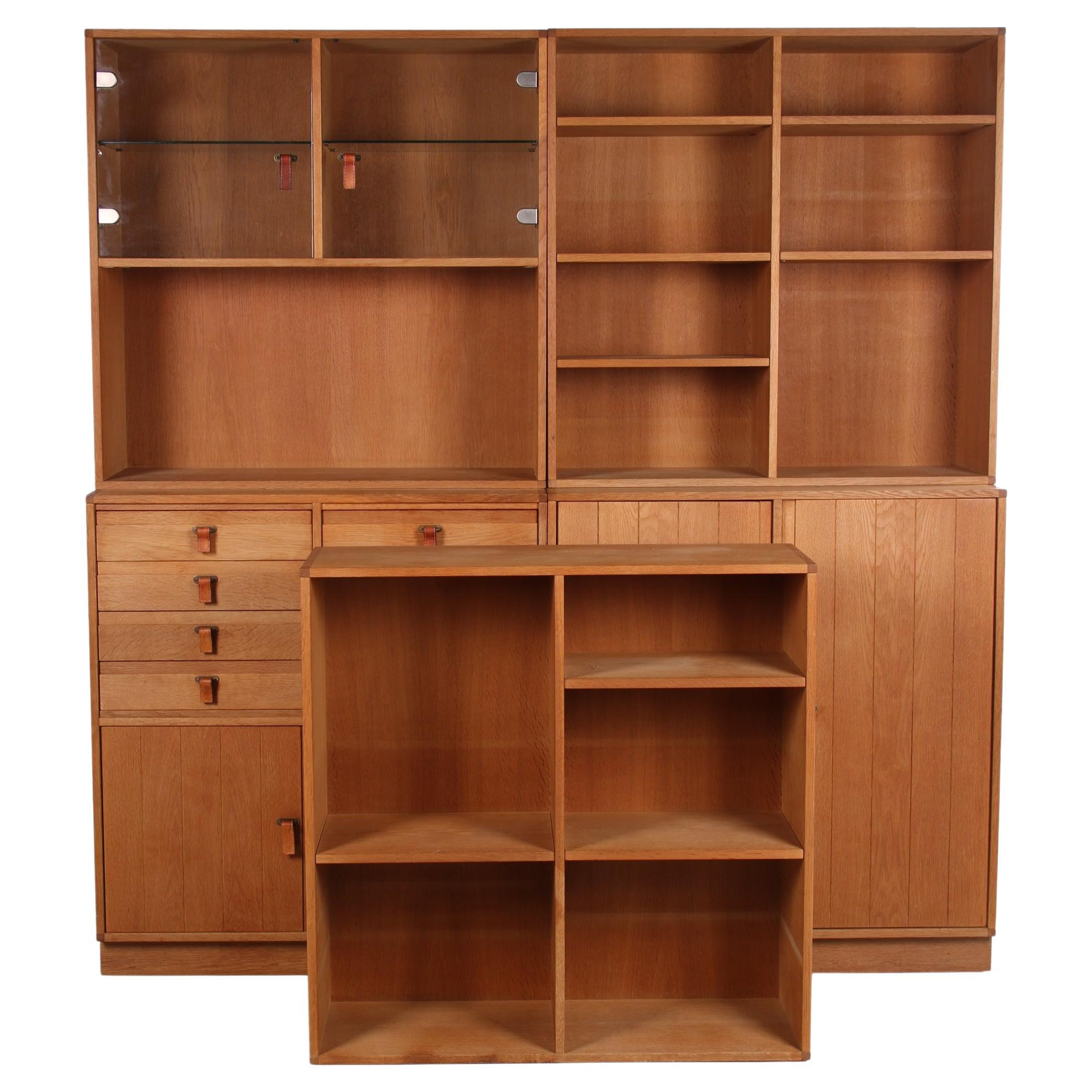 Large Solid Oak Wall Cabinet from  Kurt Ostervig  5 Parts 1970s For Sale